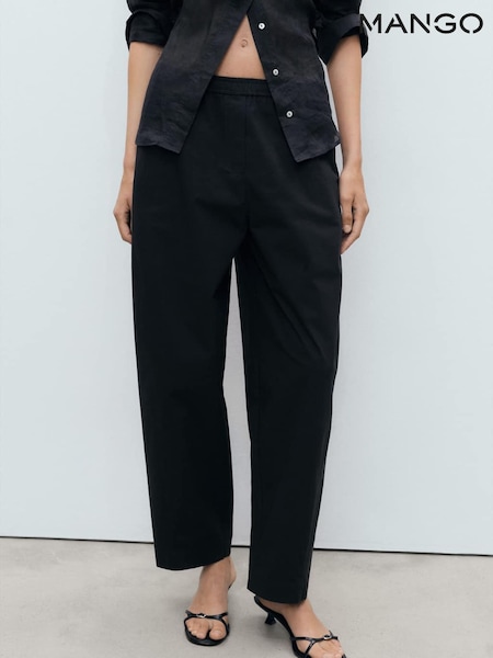 Mango Black Barrell Leg CottonTrousers (W58506) | £46