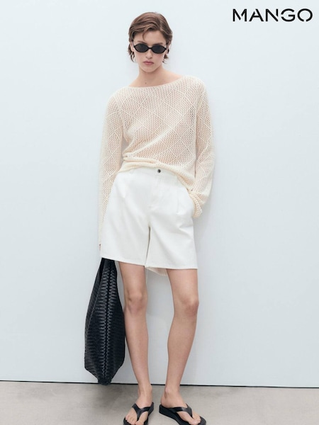 Mango Cream 100% Cotton Denim Bermuda Shorts (W58521) | £30