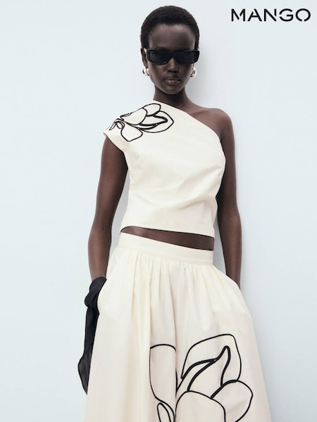 Mango Cream One Shoulder Blouse (W58522) | £32