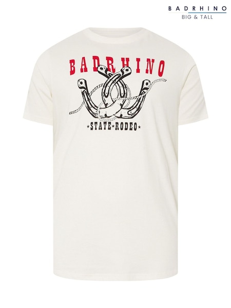 BadRhino Big & Tall White State Rodeo 100% Cotton T-Shirt (W58646) | £20
