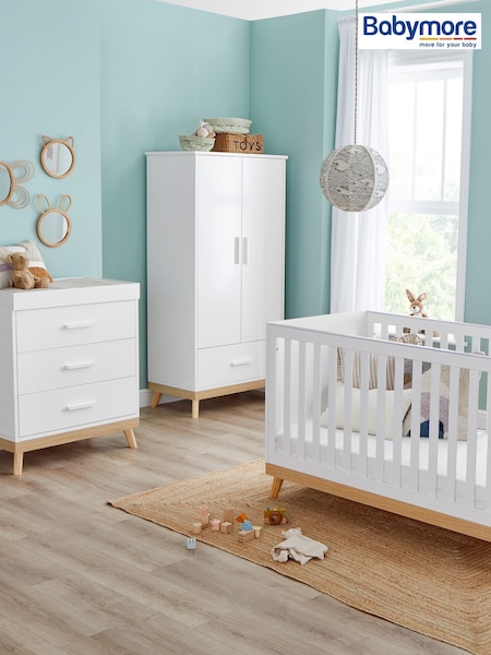 Babymore 3 Piece White Mona Nursery Furniture Set (W58811) | £900