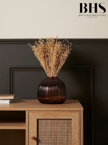 BHS Brown Ribbed Glass Vase (W58876) | £30