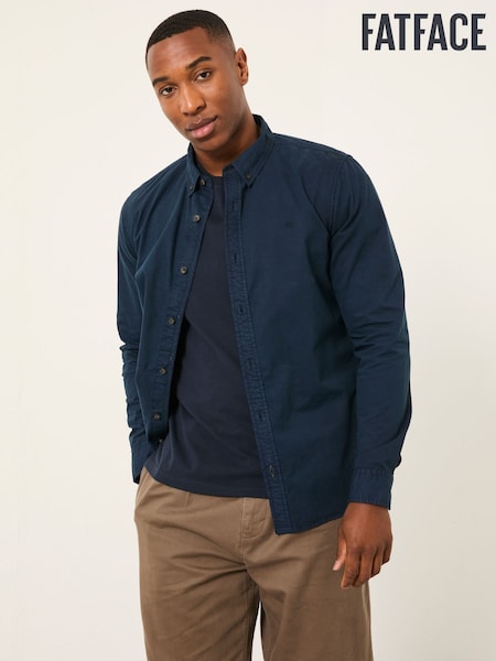 FatFace Marlow Navy Long Sleeve Plain Shirt (W58879) | £49.50