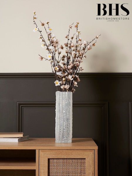 BHS White Large Square Glass Vase (W58887) | £30
