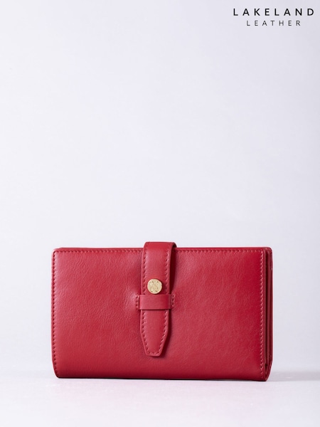 Lakeland Leather Red Large Icon Stud Tab Purse (W58928) | £35