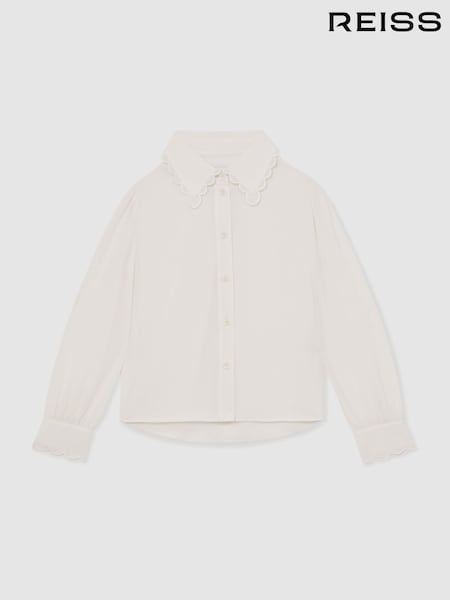 Reiss Ivory Elia 13-14 yrs Scallop-Edge Button-Through Shirt (W58978) | £63