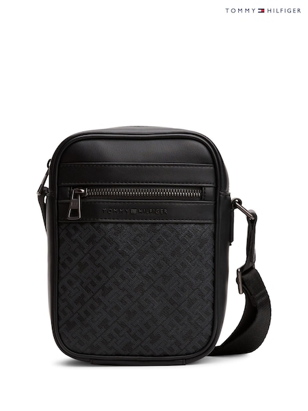 Tommy Hilfiger Black Monogram Cross-Body Reporter Bag (W59120) | £85