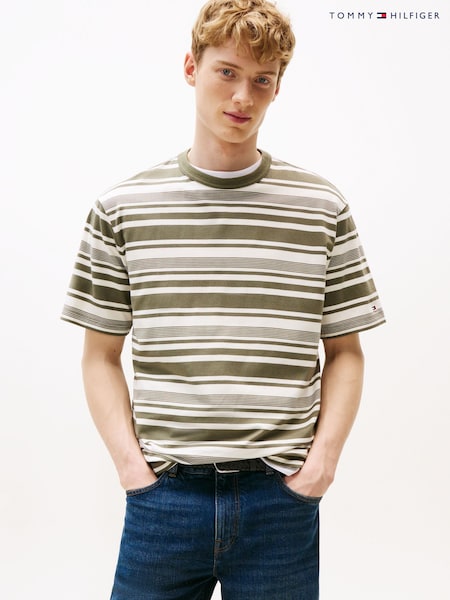 Tommy Hilfiger Green Stripe Relaxed T-Shirt (W59125) | £85