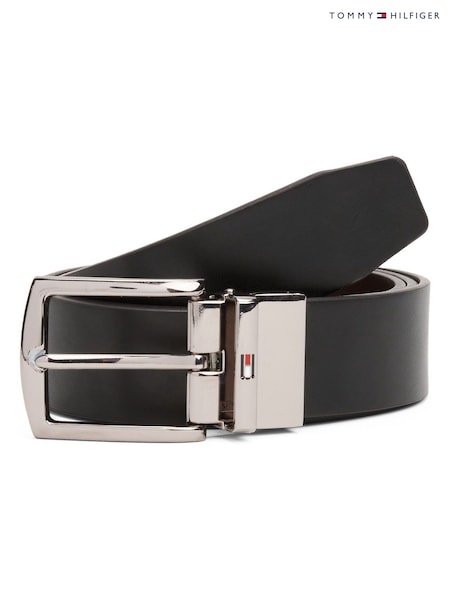 Tommy Hilfiger Black Denton Reversible Square Buckle Leather Belt (W59135) | £60