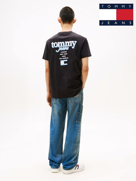 Tommy Jeans Black Signature Back Logo Crew Neck T-Shirt (W59142) | £35