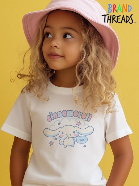 Brand Threads White Girls Cinnamoroll 100% Cotton T-Shirt (W59210) | £16