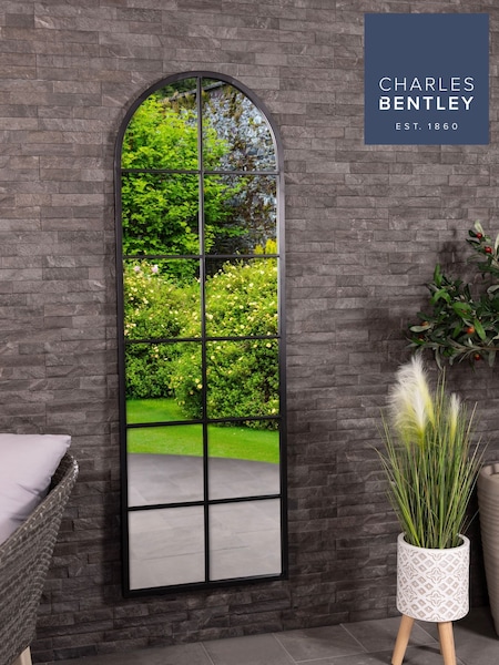 Charles Bentley Black Bern Arch Window Style Tall Mirror (W59220) | £123