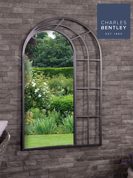 Charles Bentley Black Paris Lattice Design Illusion Arch Mirror (W59222) | £67