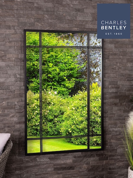 Charles Bentley Black Helsinki Rectangular Double Line Mirror (W59223) | £112