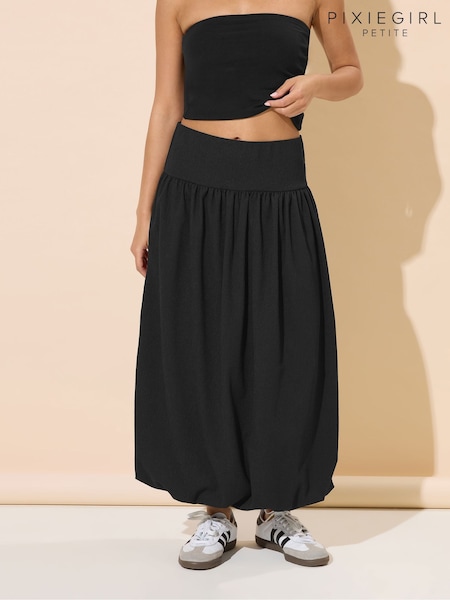 PixieGirl Petite Black Bubble Hem Skirt (W59228) | £29