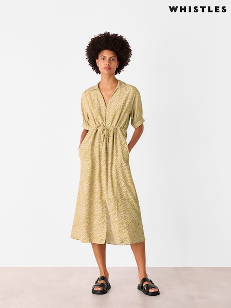 Whistles Green Tiger Flame Midi Dress (W59266) | £139