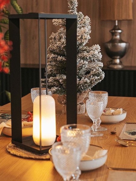 New Garden Black Siroco 50 Metal Lantern with Flame Effect (W59278) | £109