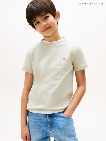 Tommy Hilfiger Cream Flag Embroidery Crew Neck T-Shirt (W59286) | £15 - £18