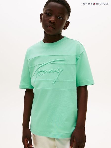 Tommy Hilfiger Green Signature Embroidery T-Shirt (W59287) | £26 - £29