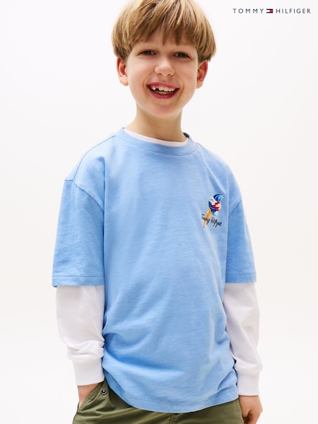 Tommy Hilfiger Blue Back Graphic Textured T-Shirt (W59293) | £22 - £26