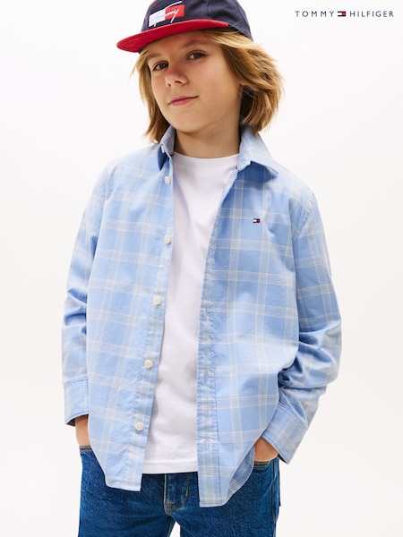 Tommy Hilfiger Blue Flag Embroidery Check Shirt (W59301) | £45 - £55