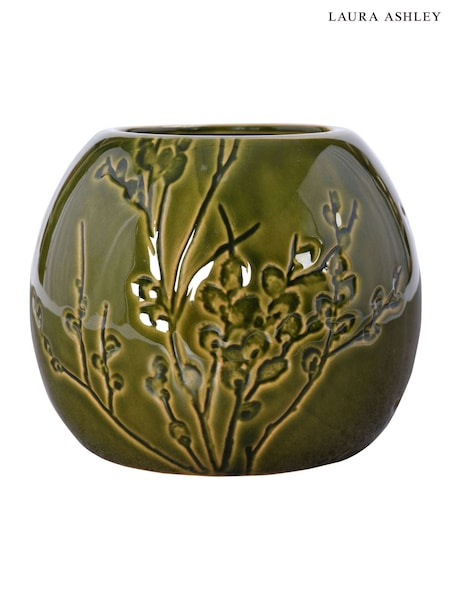 Green Small Reactive Glaze Pussy Willow Vase (W59349) | £20