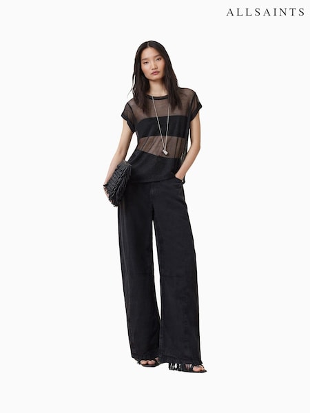 AllSaints Black Thea Sparkle Top (W59362) | £69