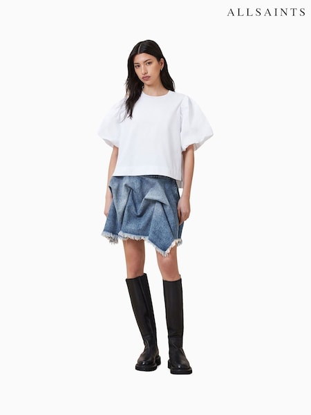 AllSaints Blue Crissy Denim 100% Cotton Skirt (W59365) | £99