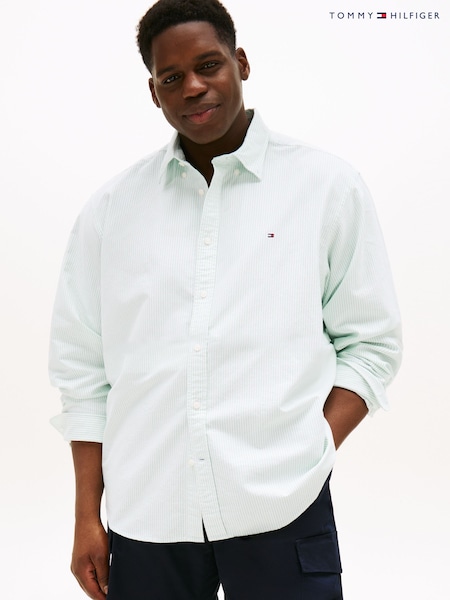 Tommy Hilfiger Blue Regular Fit Plus Stripe Oxford Shirt (W59816) | £85