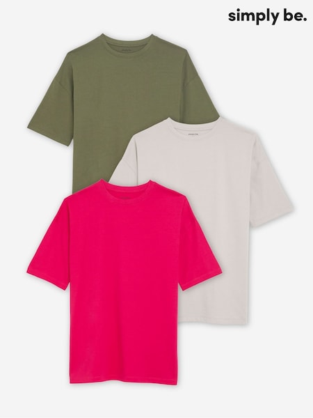 Simply Be Pink Boyfriend T-Shirts 3 Pack (W59831) | £32