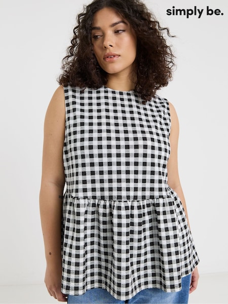 Simply Be Black Peplum Bow Back Top (W59834) | £30