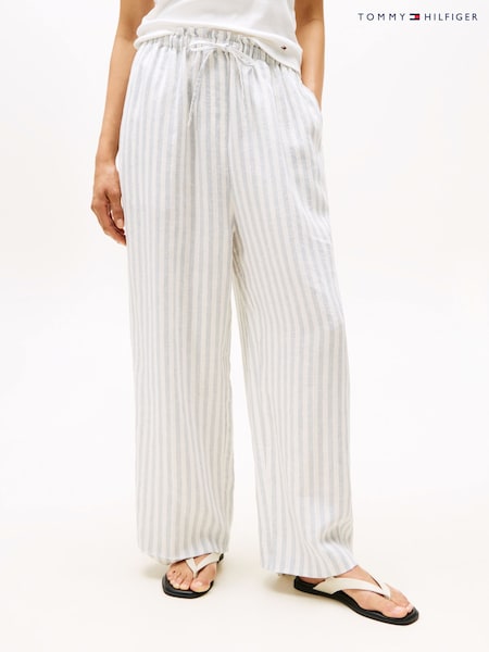 Tommy Hilfiger White Pure Linen Wide Leg Trouser (W59888) | £110