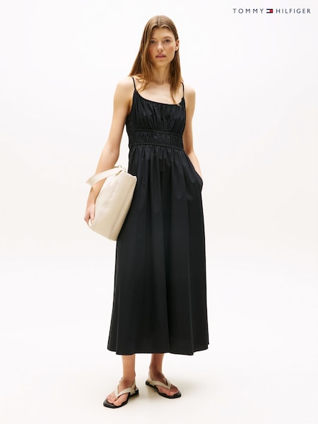 Tommy Hilfiger Black Smock Scoop Neck Maxi Dress (W59910) | £180