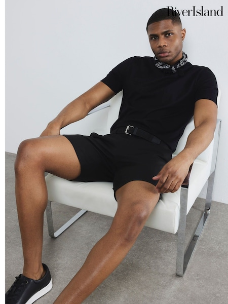 River Island Black Belted Core Decal Chino Shorts (W59919) | £32