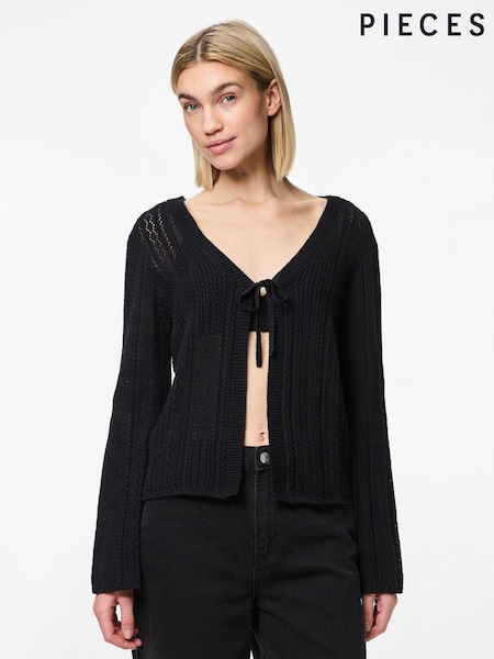 PIECES Black Long Sleeve Crochet Cardigan (W59936) | £38
