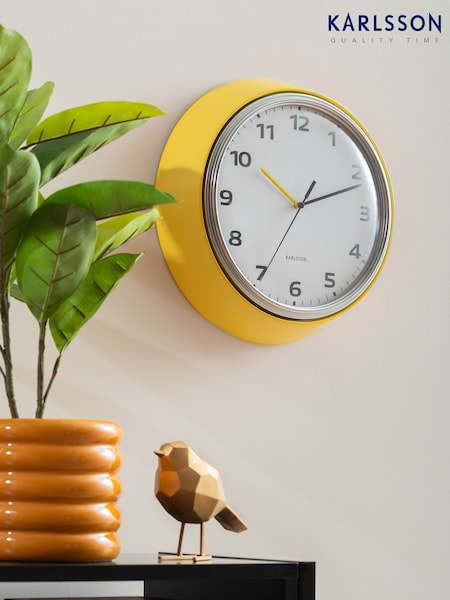 Karlsson Bright Yellow Modern Retro Wall Clock (W60014) | £53