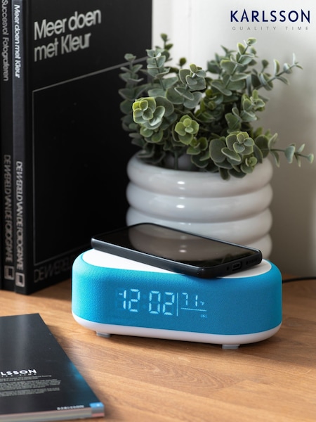 Karlsson Bright Blue Vogue Alarm Clock with Phone Charger (W60038) | £70