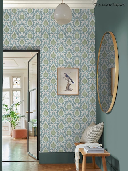 Graham & Brown Blue & Green Apple of Grenada 10M Wallpaper (W60140) | £95