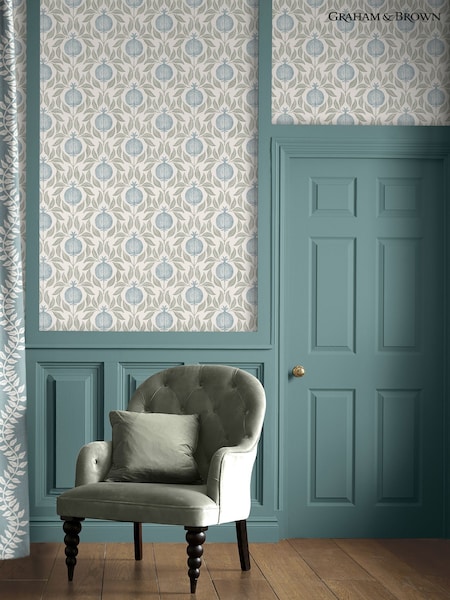 Graham & Brown Blue and Green Apple of Grenada 10M Wallpaper (W60146) | £95