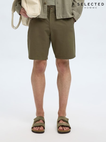 Selected Homme Green Seersucker Shorts (W60159) | £45