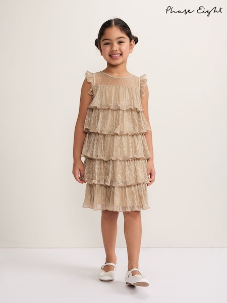 Phase Eight Gold Destiny Plisse Dress (W60248) | £59