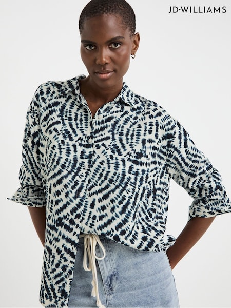 JD Williams Blue Relaxed Linen Shirt (W60252) | £32