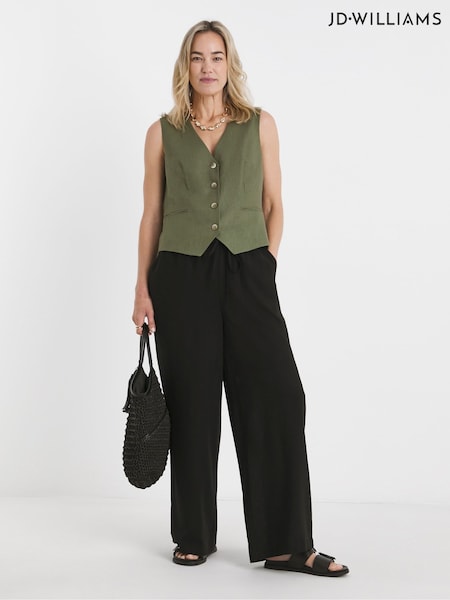 JD Williams Black/chrome Linen Wide Leg Trousers (W60262) | £32
