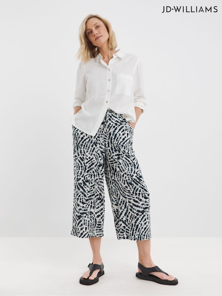 JD Williams Blue Linen Culottes (W60266) | £30