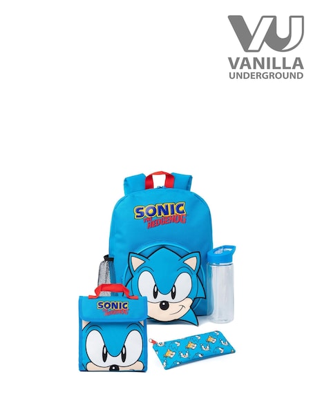 Vanilla Underground Blue Unisex Kids Sonic the Hedgehog Backpack Set 4 Piece (W60270) | £33