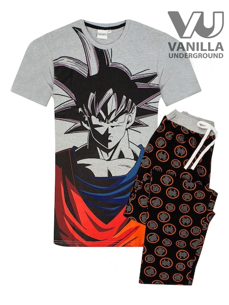 Vanilla Underground Grey Mens Dragon Ball Z Goku Short Sleeve Long Leg Pyjamas Set (W60301) | £28