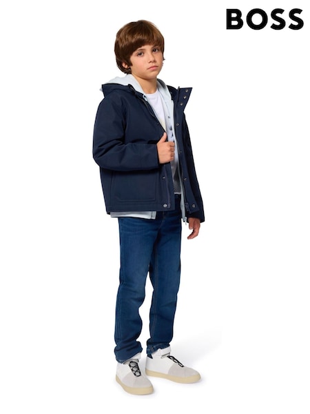 BOSS Blue Logo Zip front Hooded Jacket (W60429) | £165 - £200