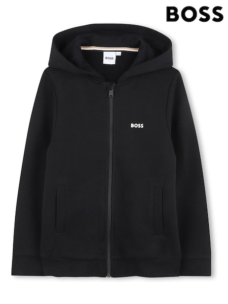 BOSS Black Logo Colourblock Zip Up Front Pocket Hoodie (W60439) | £95 - £115