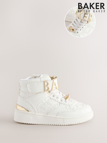 Baker by Ted Baker Girls White Charm Hi-Top Trainers (W60447) | £42