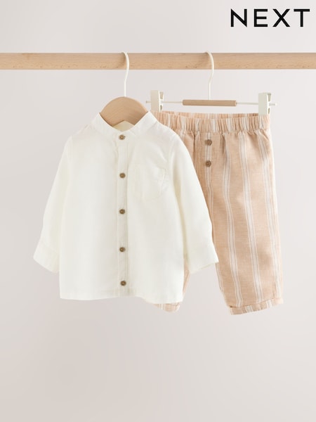 White/Orange Stripe Shirt and Trousers Baby Set (0mths-3yrs) (W60507) | £20 - £22